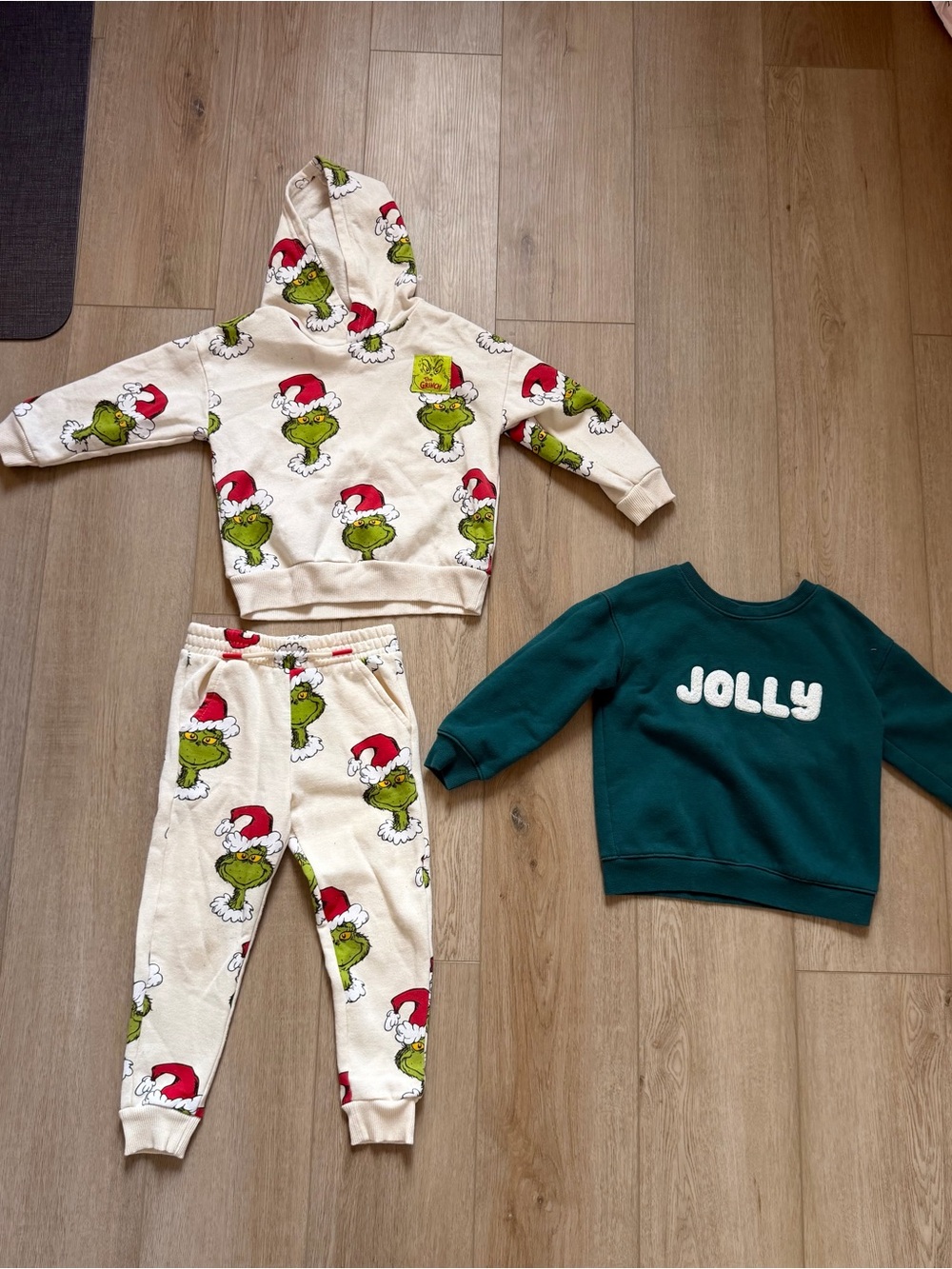 4T BoyHoliday Grinch Matching Hoodie & Joggers Set with Green 'JOLLY' Sweatshirt